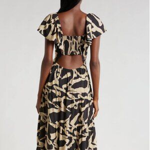 MELLODAY Printed Smocked Waist Maxi Sundress